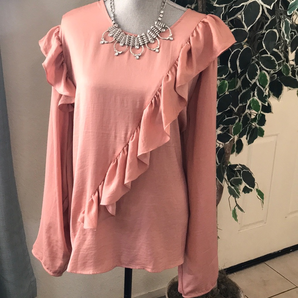 Blush pink long sleeve top